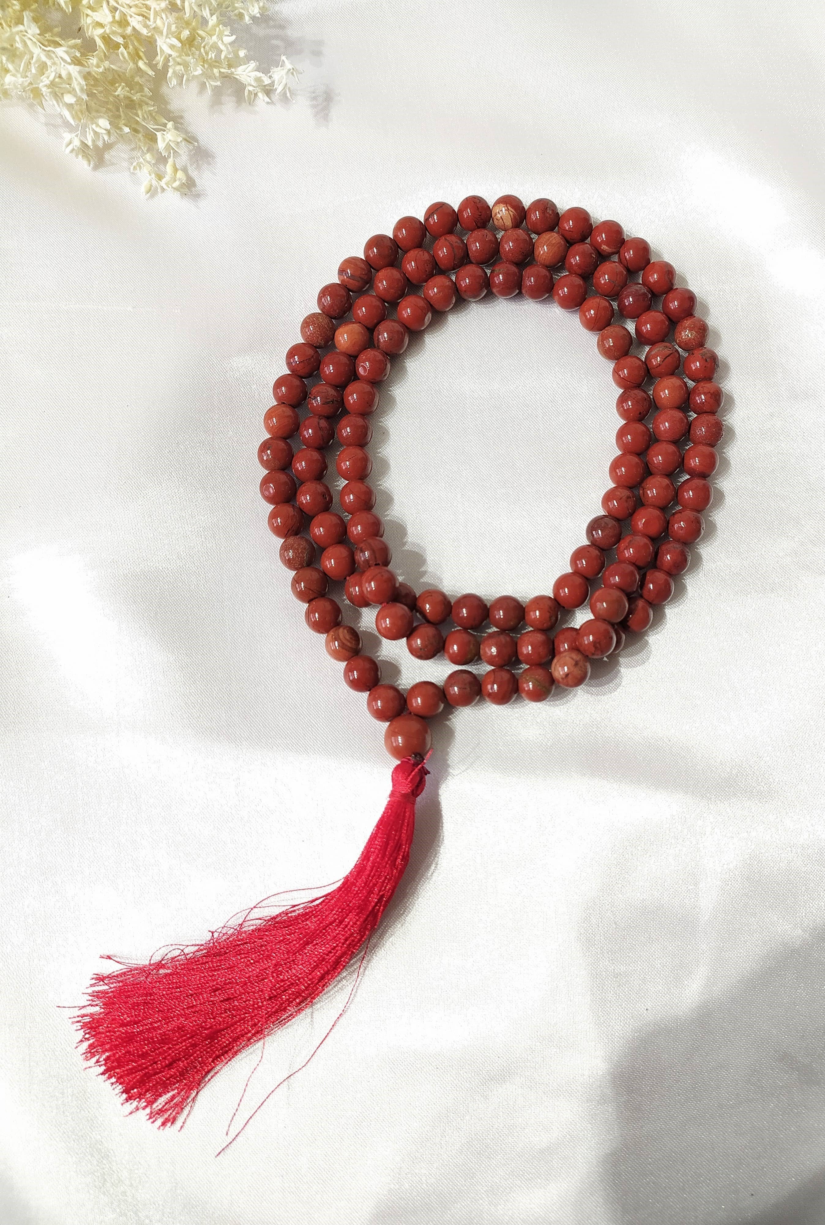 Soothing Crystals - Vente Collier de prière en perles - Mala en pierres précieuses | Jaspe rouge | Mala de prière à 108 perles | Jap Mala3