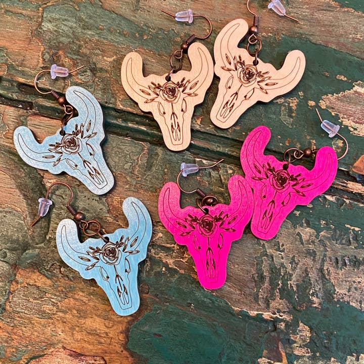Suchfungoods - Wholesale Dangle Earrings - desert rose bull skull dangles