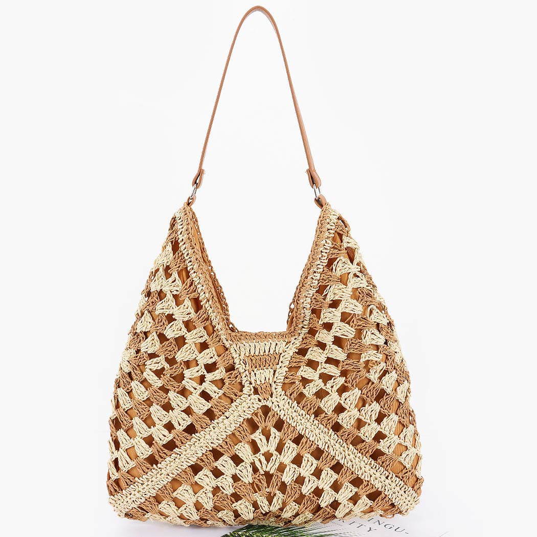 3AM BY H&D ACCESSORIES - Wholesale Beach Bag - Faux Straw Hobo Bag2