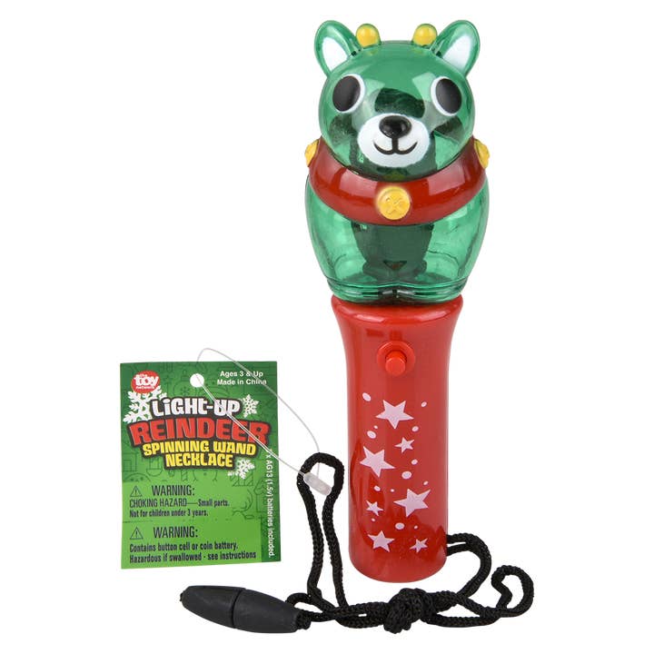 The Toy Network - Wholesale Light-Up Toy - Kids & Baby - LIGHT UP XMAS REINDEER MINI SPINNG WAND NECKLACE 4.75"3