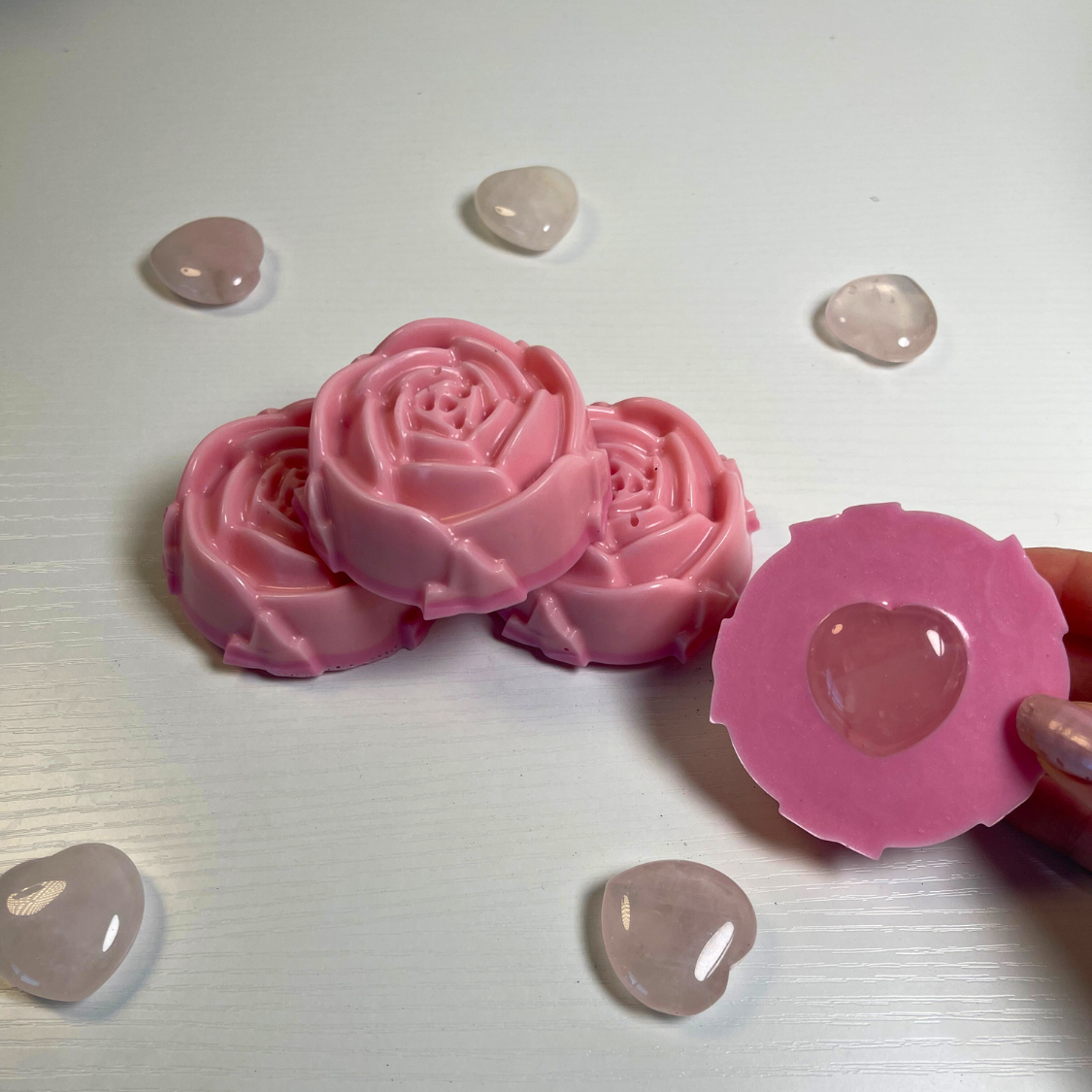 Mystic Showers - Wholesale Bar Soap - Handmade Rose Soaps with Rose Quartz Crystal Inside6