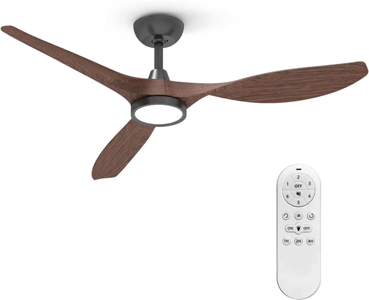 Dark Woodgrain 52 Inch Black Ceiling Fan With Lights And Remote Control for wholesale on Faire8