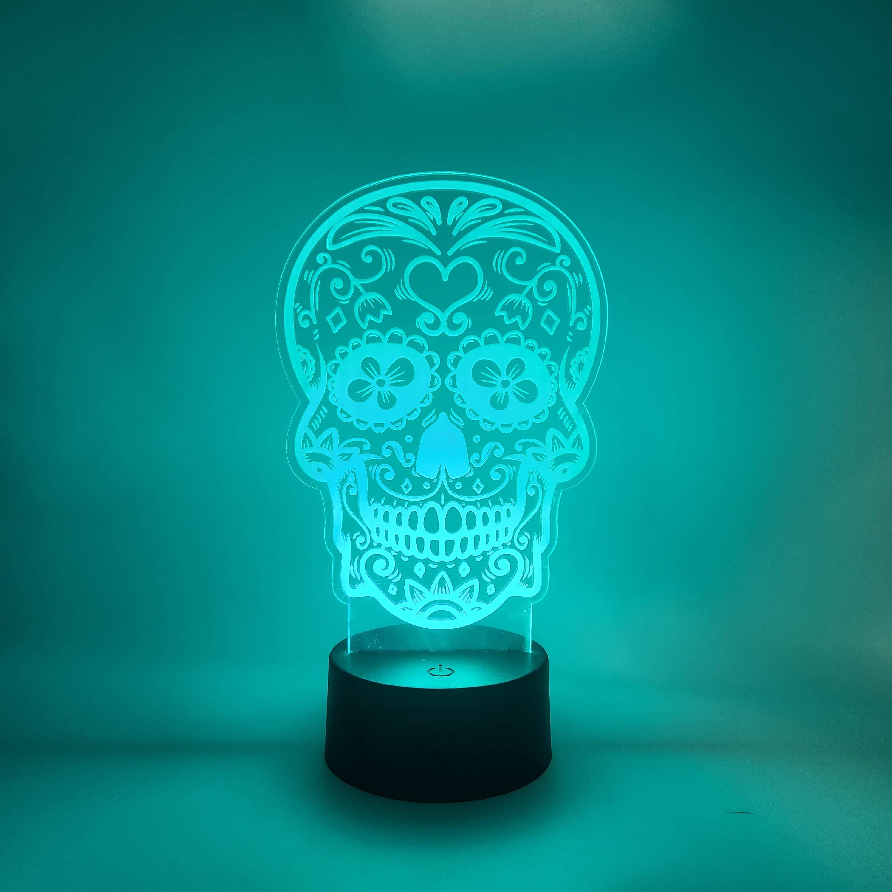 The 308 Collective - Wholesale Accent/desk lamp - Sugar Skull LED Light | Calavera - Day of the Dead Lamp