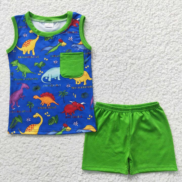Shorts d'été en forme de dinosaure sans manches pour bébés garçons pour la vente par Aier Wholesale