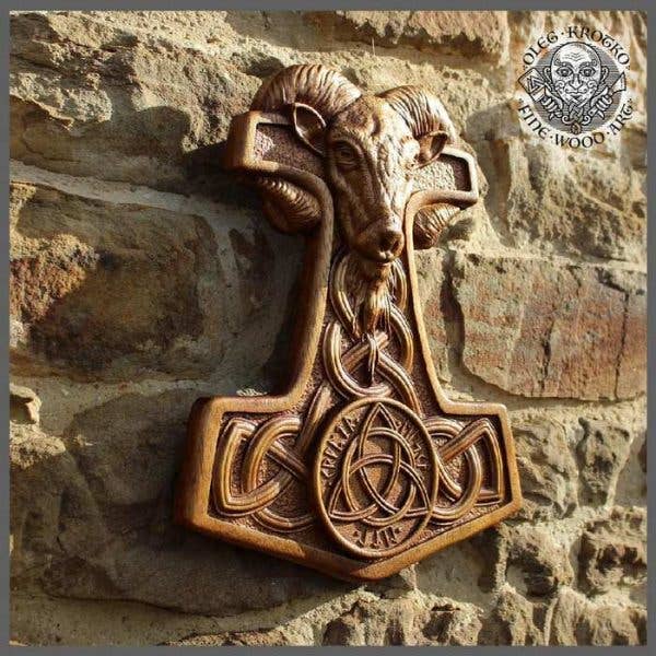 Forged In Wood – Großhandel 3D-Wandkunst – MJÖLNIR oder THOR HAMMER. Wunderschönes Stück nordischer Kunst