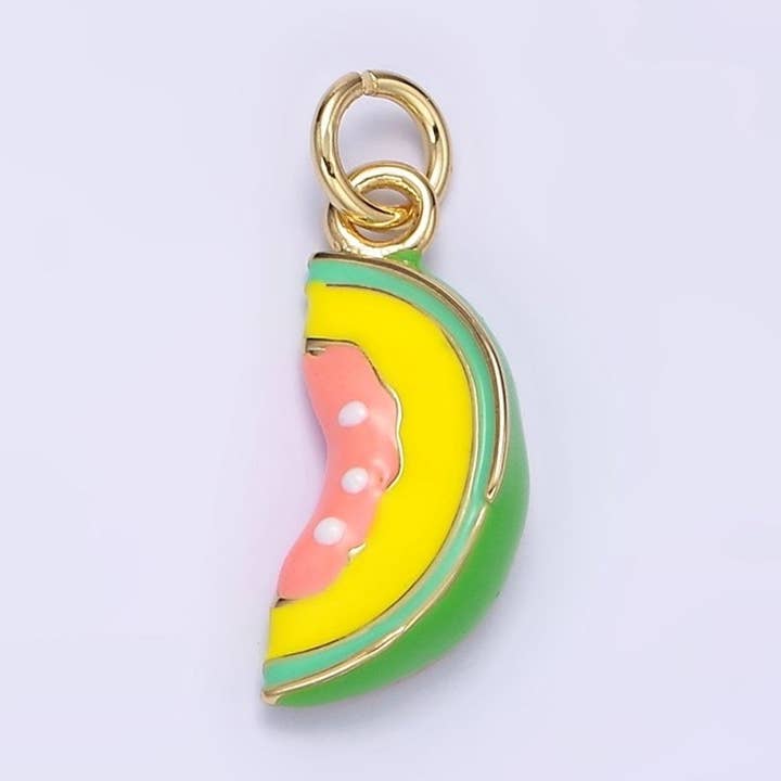 24K Gold Filled Watermelon Fruit Slice Enamel Charm | D024 for wholesale by Aim Eternal