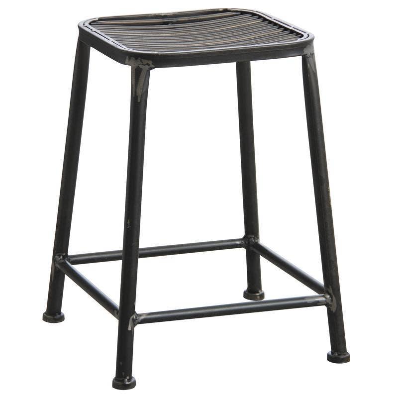 Aubry Gaspard - Wholesale Stool - Antique gray metal square stool0