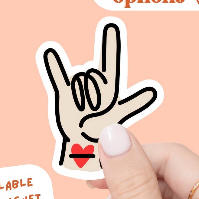 Adesivo impermeabile o magnete ASL I Love You Thin Red Line per la vendita all'ingrosso da parte di Madi In The USA