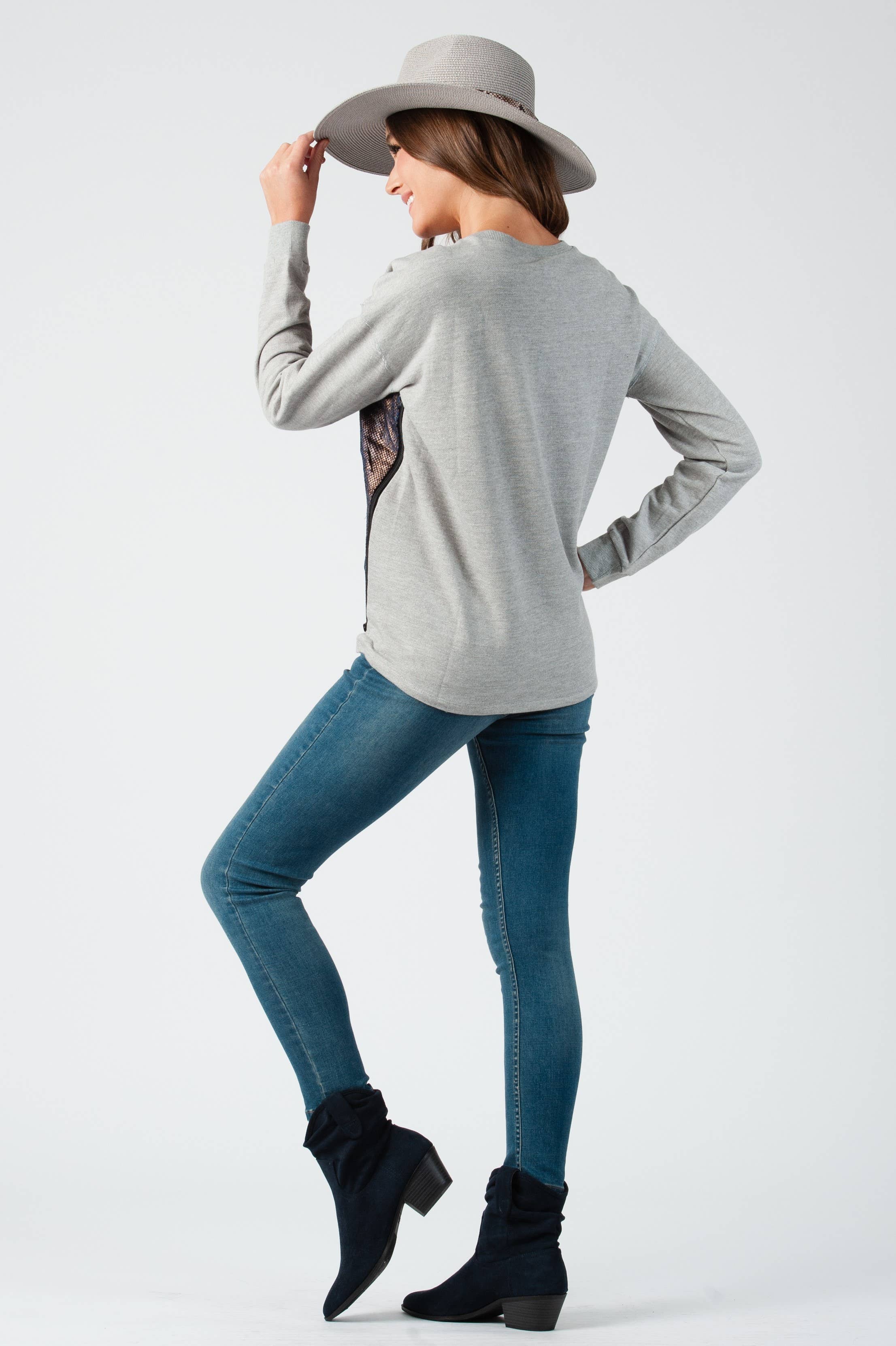 Heather Grey High Low Sweater for wholesale on Faire1