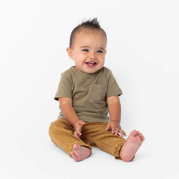 Cotton Pocket Tee - Dark Olive for wholesale by Copper Pearl