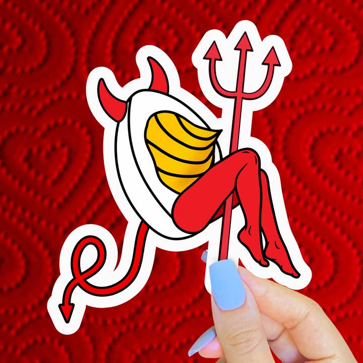 Deviled Egg Sticker, Funny Kitschy Foodie Decals for wholesale by Pretty Toxic Stickers