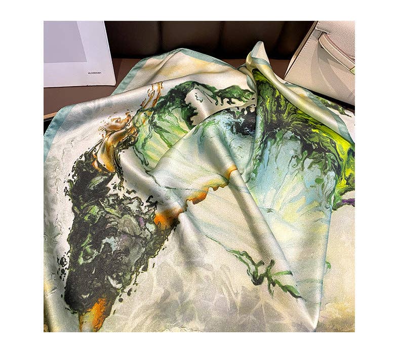 SueSilkHK - Vente Écharpe – femme - Écharpe légère en soie de mûrier à motif de fille de ballet, 70 cm, 100 % soie de mûrier, châle en soie/cadeau pour elle3