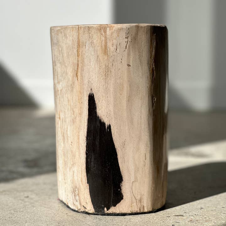 Office Objets - Wholesale Side Table - White petrified wood side table with black spots H:27.5 D:1819