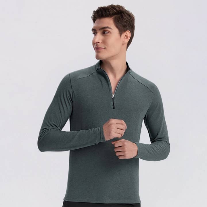 Men Half-Zip Reflective Training Long Sleeve Top for wholesale by Sodalemon