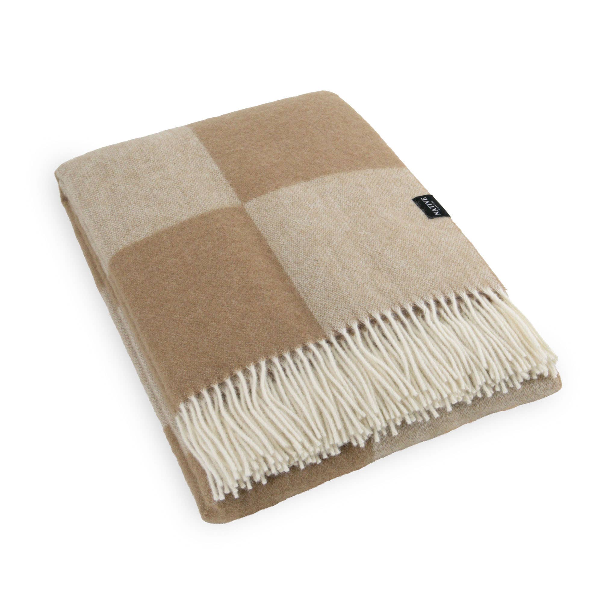 Native Natural - Wholesale Throw blanket - Checkerboard Beige Wool Blanket1