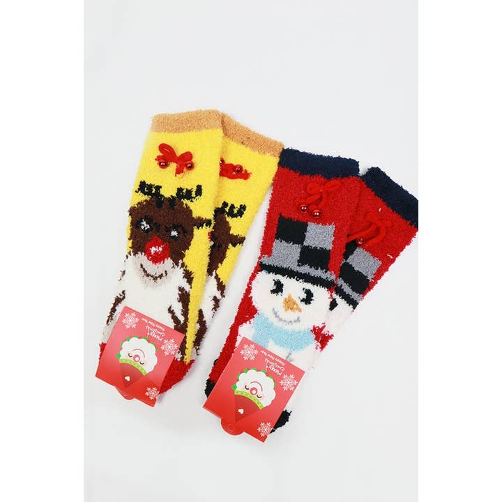 MIX COLOR Christmas Theme Fuzzy Socks for wholesale on Faire