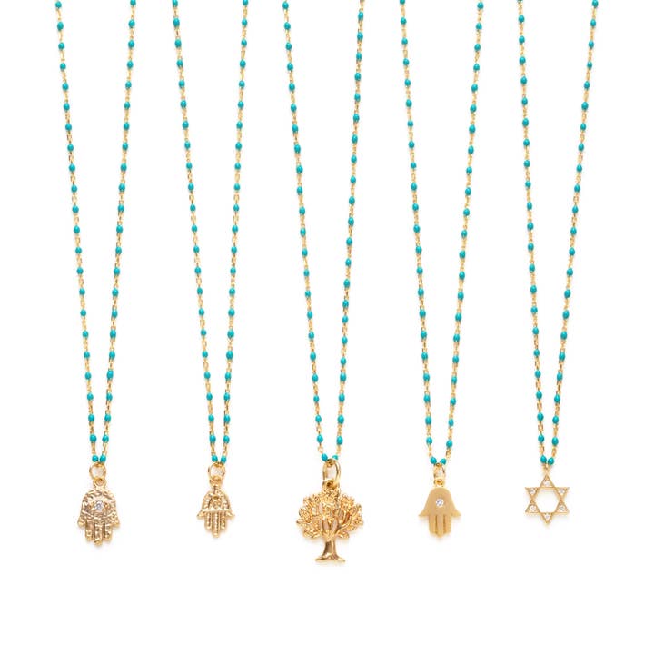 Stitch and Stone - Wholesale Pendant/Charm Necklace - Enamel Beaded Charm Necklace Star of David