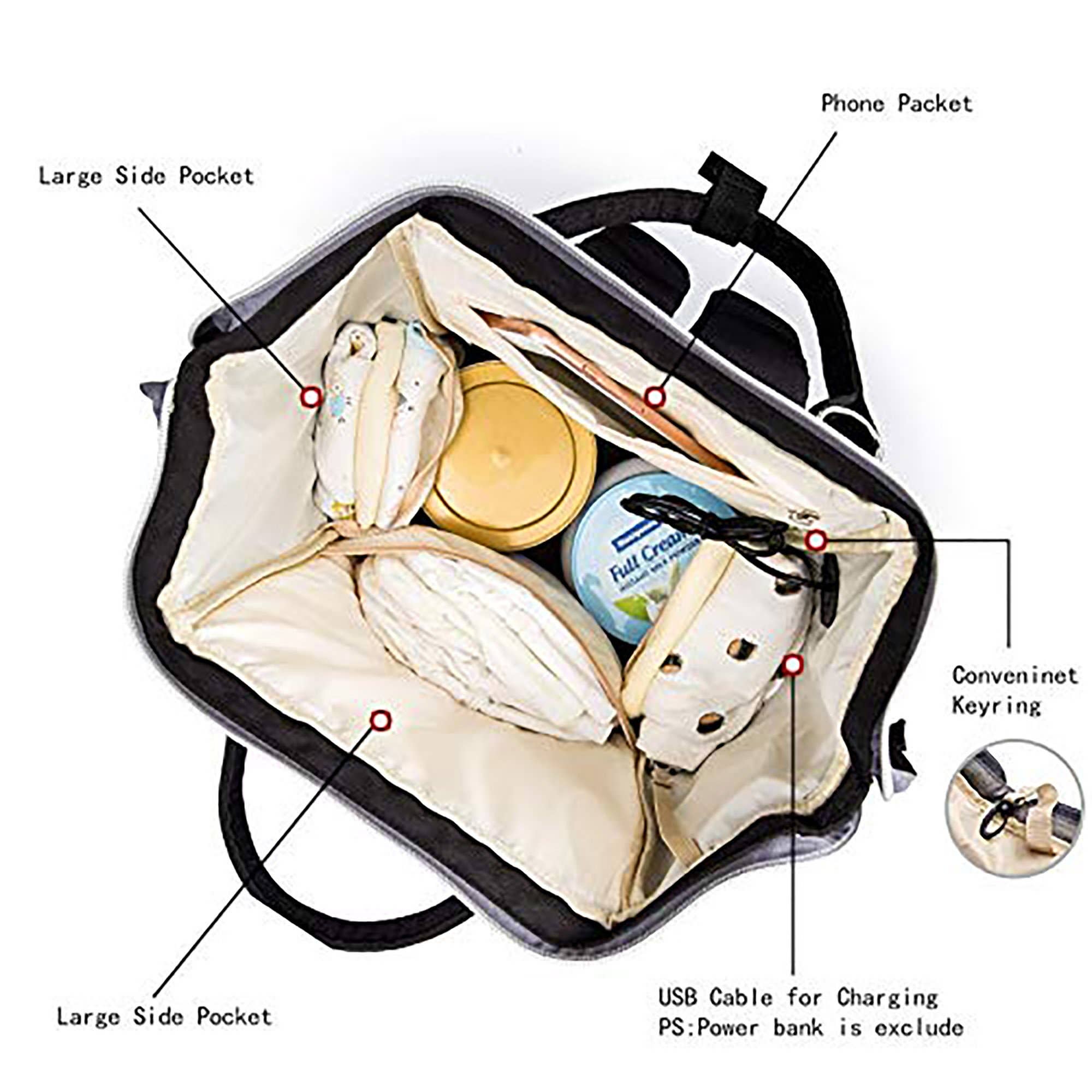 Milky Chic – wholesale Skötväska - Baby – Tillbaka till svart mamma blöja väska4