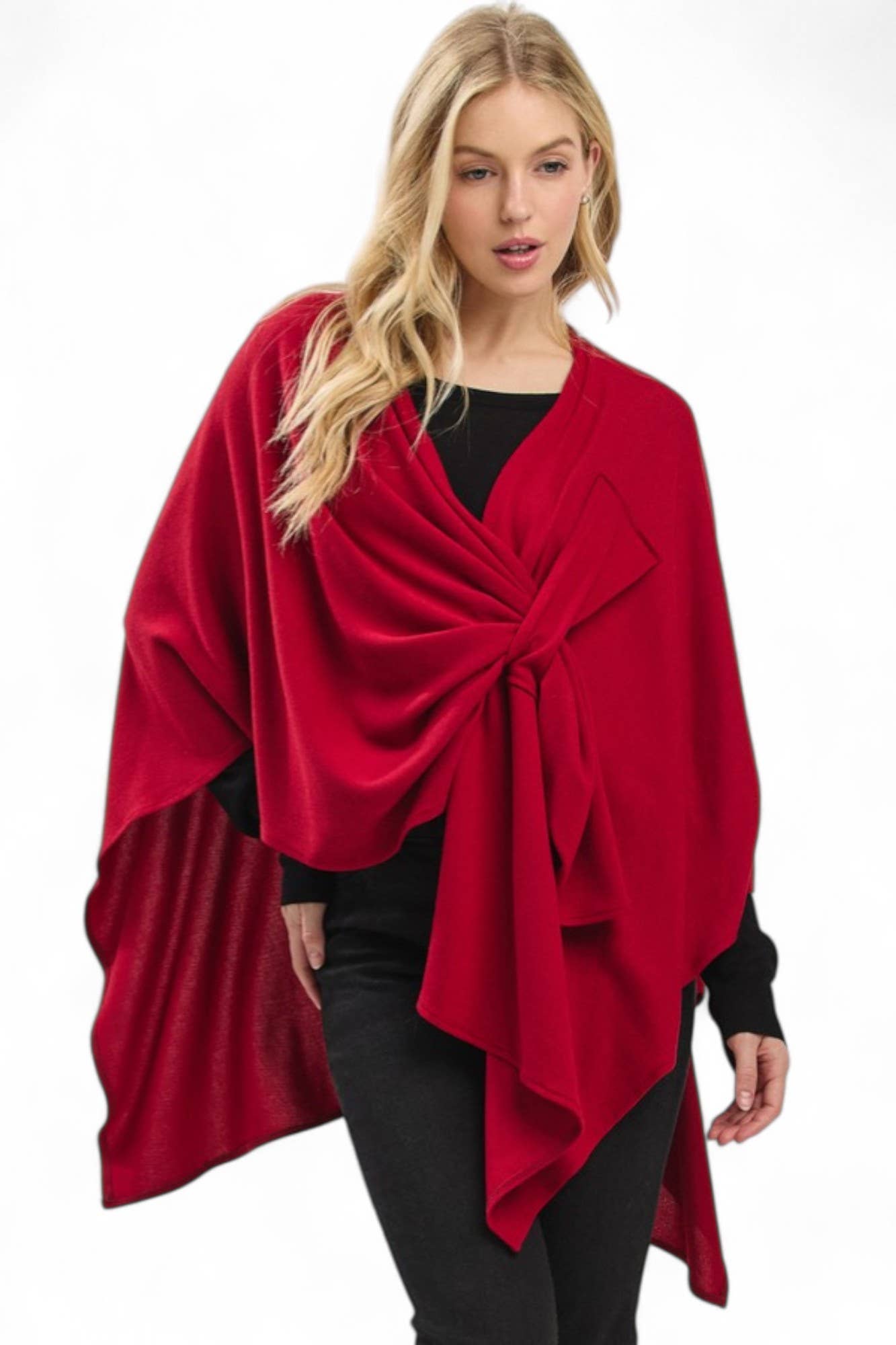 Artini Accessories - Wholesale Poncho - Women's - Solid Color Pull Through Shawl Wrap Poncho1