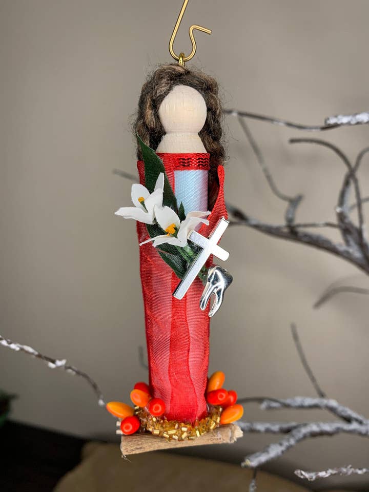 St. Apollonia Wooden Doll Ornament for wholesale by Our Saint Family