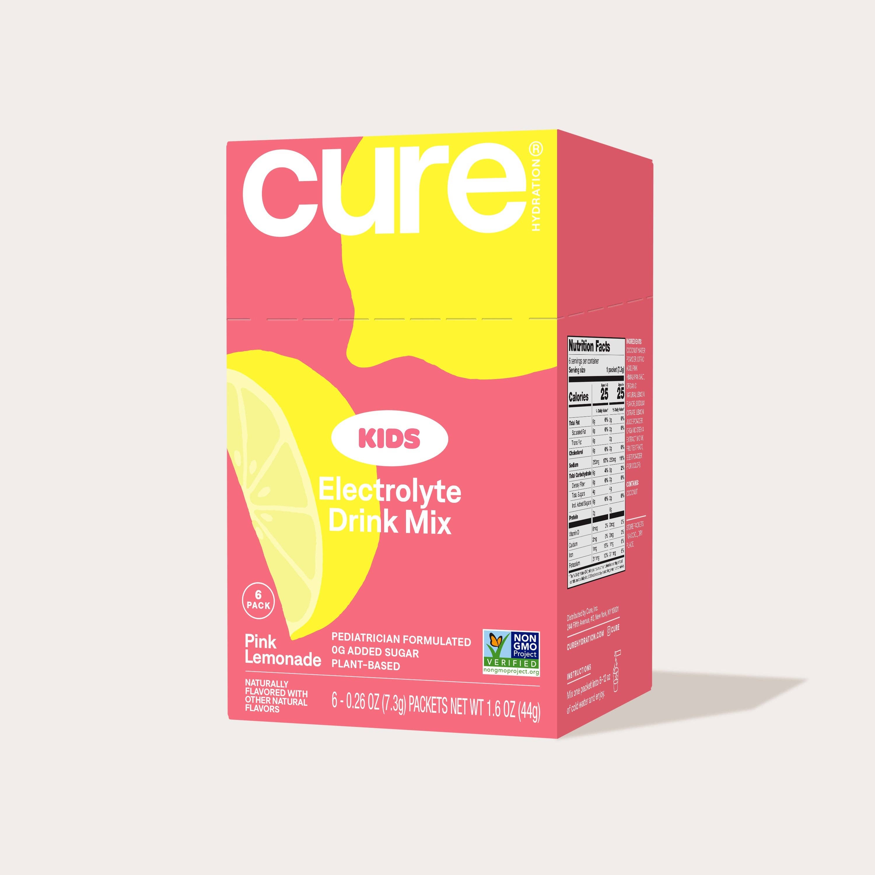 Cure Hydration - Wholesale Powdered Health Drink - Cure Kids Hydration Mix -6 Serving Box - Pink Lemonade1
