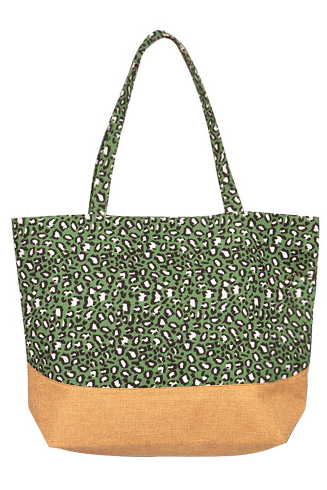 Hana - Vendita all'ingrosso Borsa tote - Donna - Borsa tote in juta con stampa leopardata1
