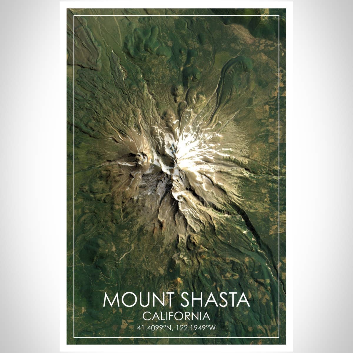 JACE.design - Wholesale Art Print - Mount Shasta CA Map Print Satellite2