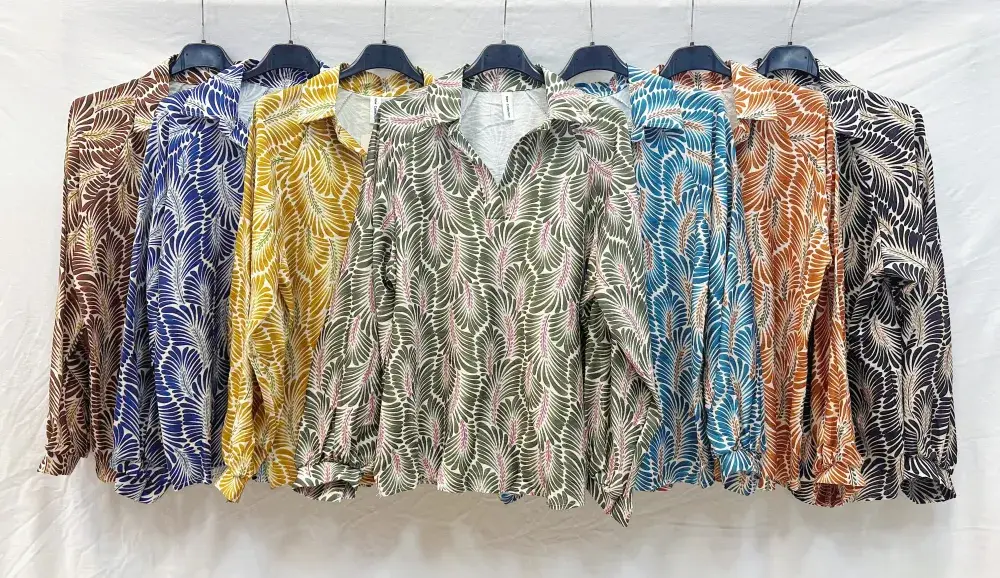 Mimi & Gogo - Wholesale Button Down Shirt - Women's - Printed Blouse @60052_BsImprime15