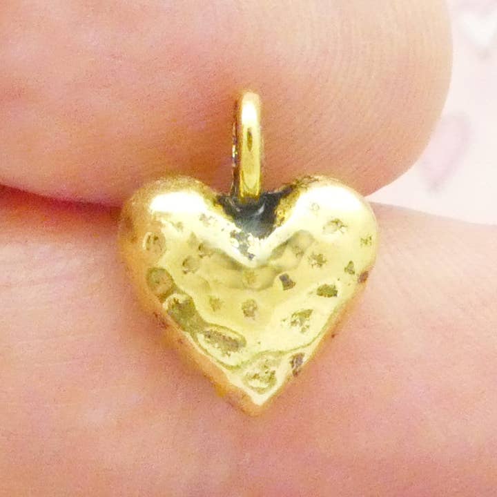 Treasure Island - Wholesale Individual Charm/Pendant - 4 Puffed Heart Charm Gold by TIJC SP01743