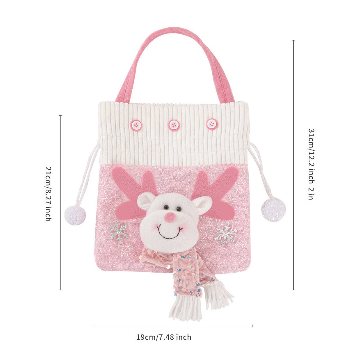 NINEXIS - Wholesale Gift Bag - CWMM9352_NEW CHRISTMAS PINK PLUSH CHRISTMAS GIFT BAG2