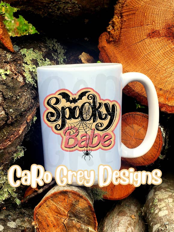 Spooky babe Coffee Mug 15 oz doublesided for wholesale by CaRo Grey Designs