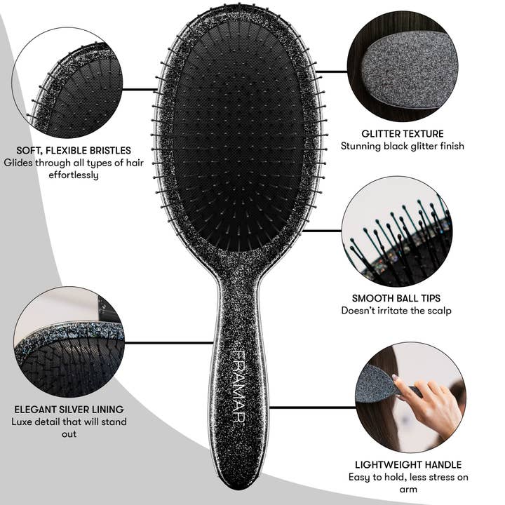 Framar Hair Brushes & Hair Accessories - Wholesale Hair Brush/Comb - FRAMAR Detangling Brush, Wet Hair Brush Detangler - Glitter10