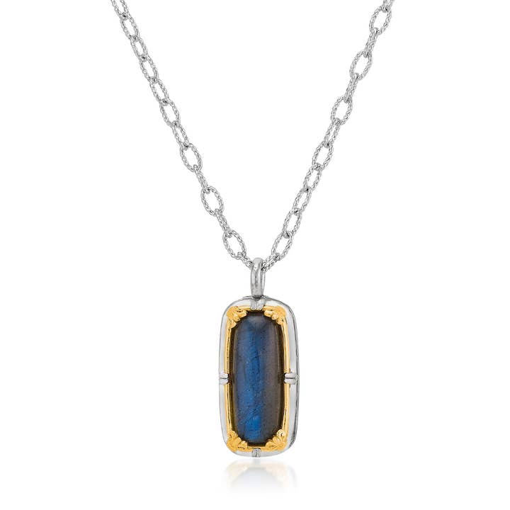 Rectangular Labradorite Necklace with 18k Gold Vermeil for wholesale by Anatoli Jewelry