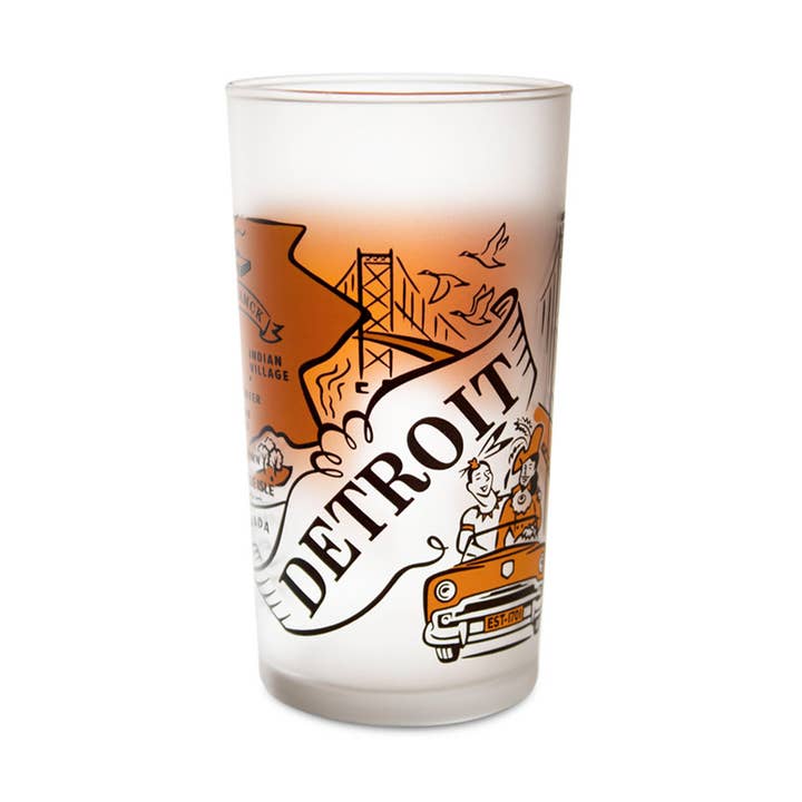 Detroit Souvenir Frosted Glass for wholesale by Peninsulas