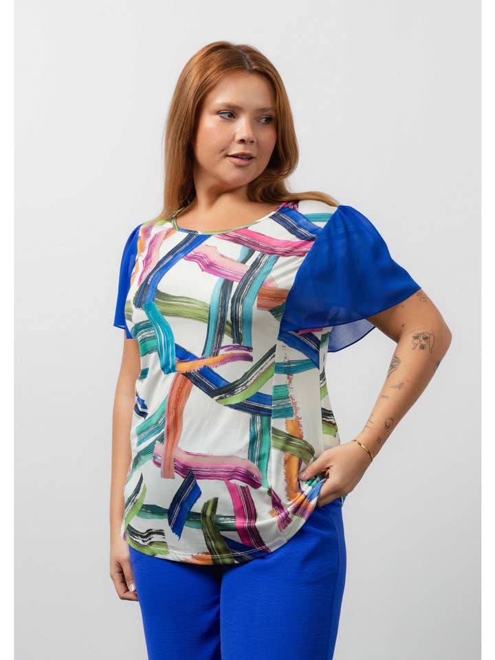 251066 - Pull en maille imprimée Collection Printemps Été Grandes Tailles pour la vente par Teresa Cardoso Oliveira