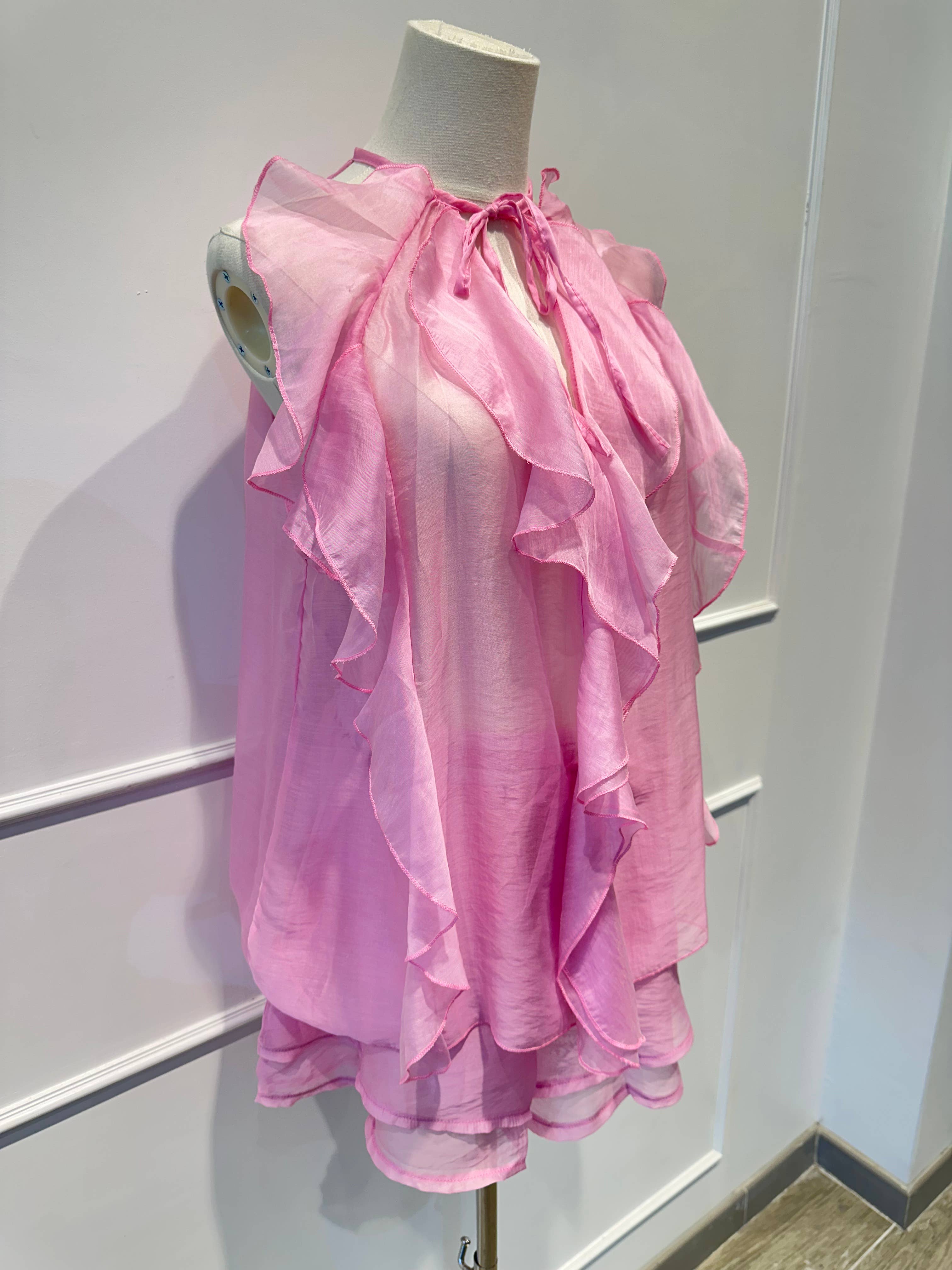 AMARIA - Vente Ensemble haut et short (PAS d'intérieur) - Femme - Ensemble Voile à Volants –Top Fluide & Short 767367484