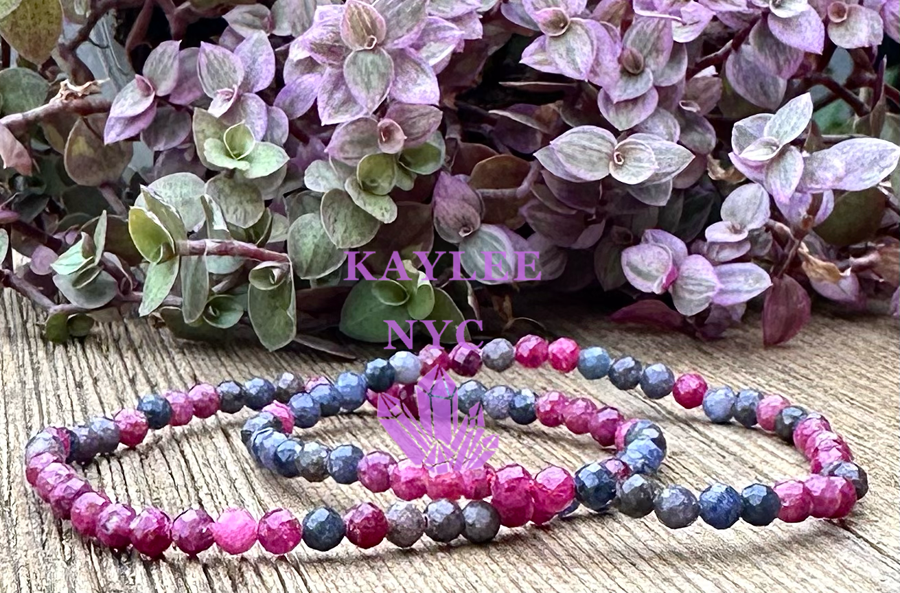 KayleeNYC - Wholesale Beaded bracelet - Natural Faceted Ruby & Sapphire 4mm 7.5” Bracelet2