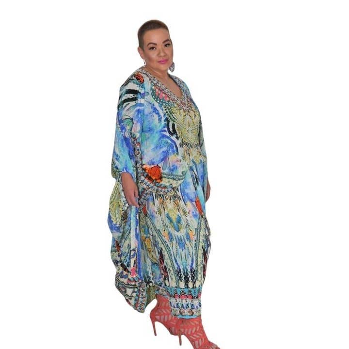 Kaftans that Bling – Engroshandel Bukser - Dame – Paradise blå silke harembukser