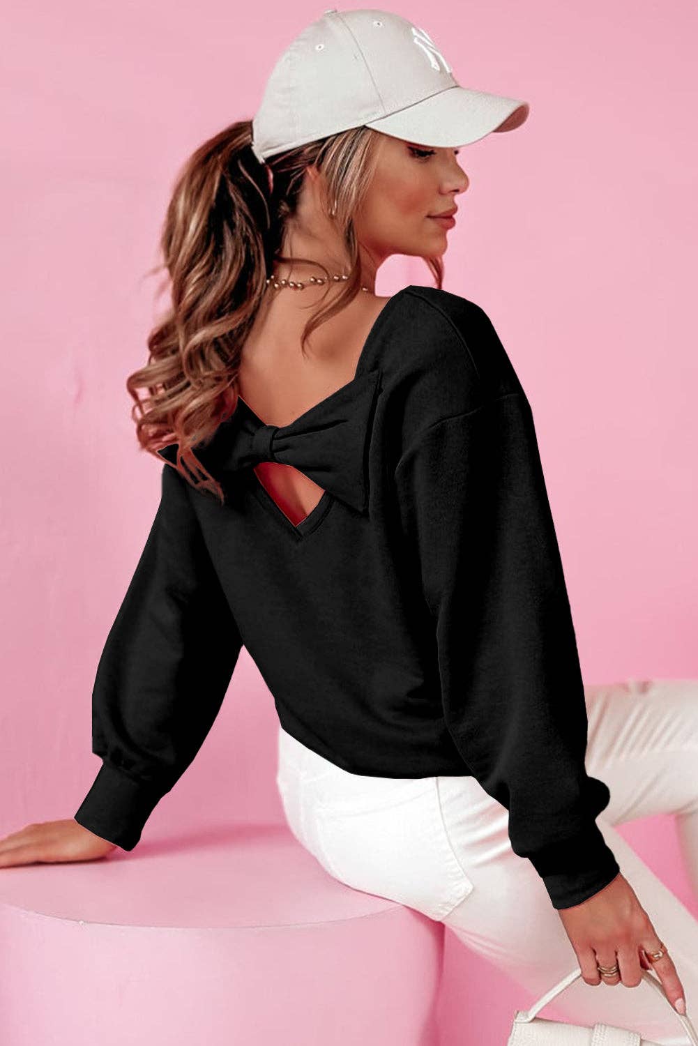 Amaryllis Apparel - Wholesale Sweatshirt - Women's - Back Bowknot Sweatshirt27