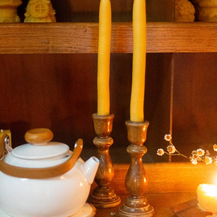The Ramblin' Bee - Wholesale Tapered candle/candlestick - Hand Dipped Beeswax Taper Candle3