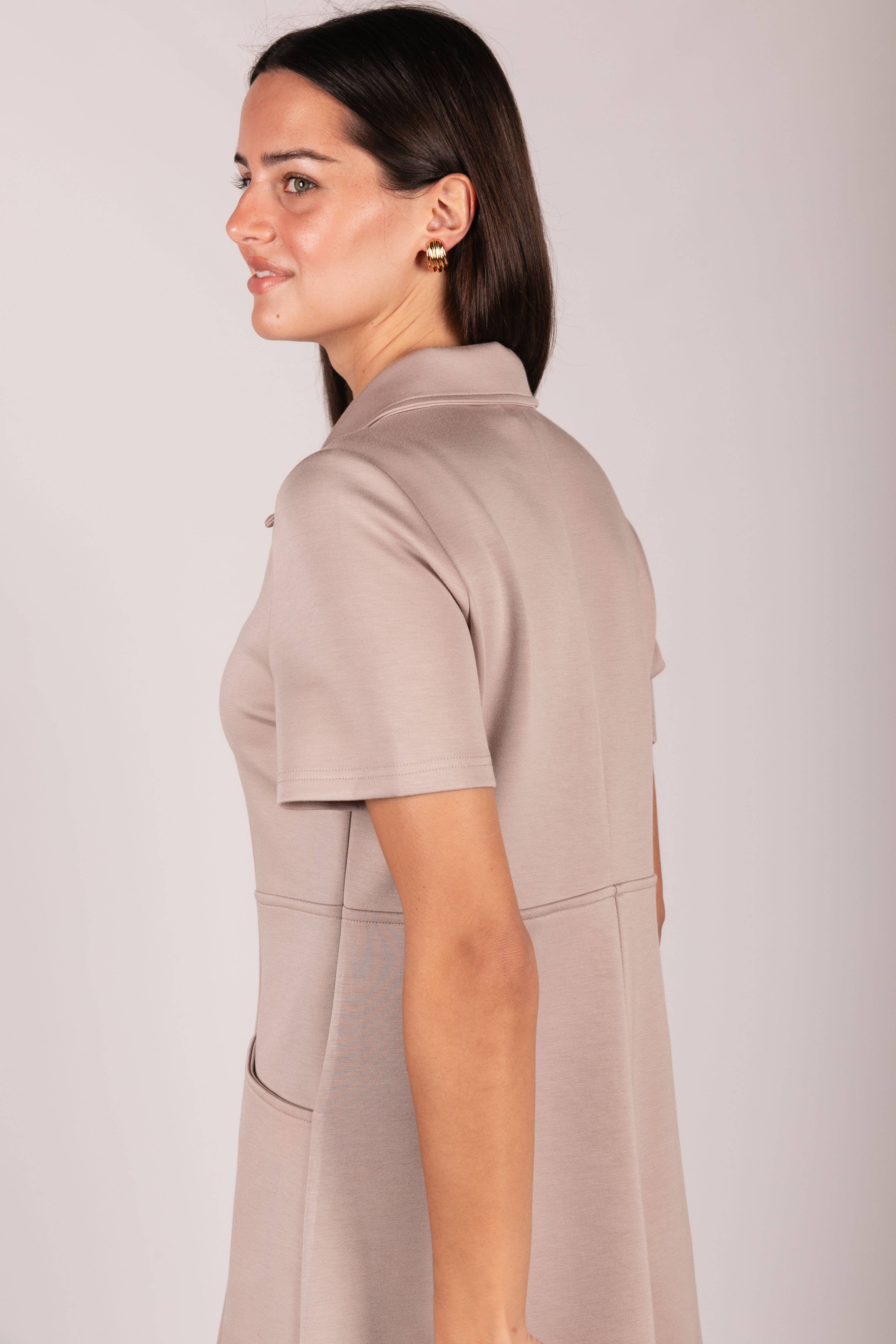 P. CILL - Wholesale Dress - Women's - P. CILL Butter Modal Quarter Zip Short Sleeve Dress24