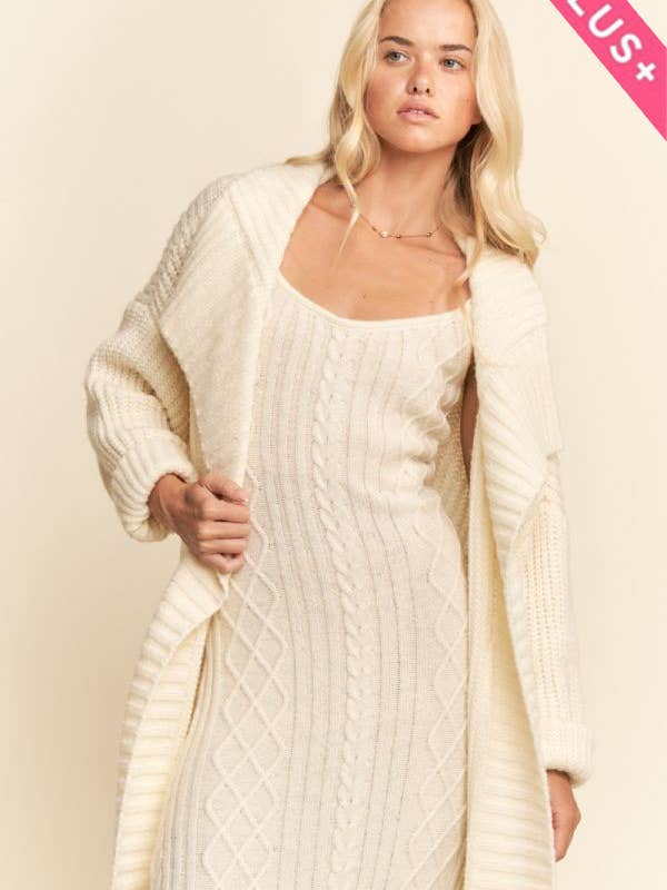 Davi & Dani - Vente Robe – femme - ENSEMBLE ROBE LONGUE ET GILET TEXTURÉ CÔTELÉ PLUS4