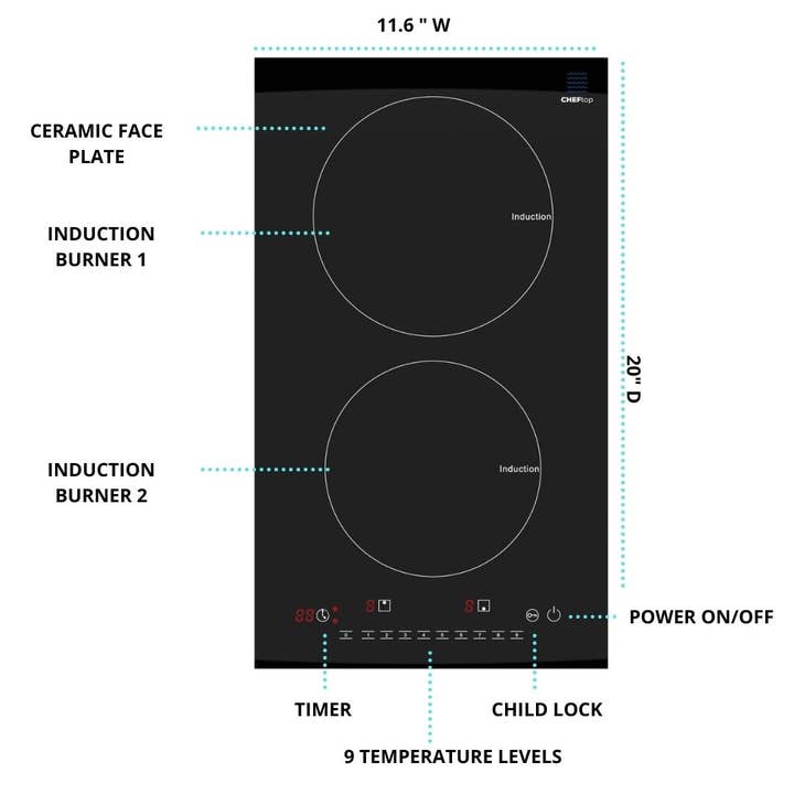 DRINKPOD LLC - Wholesale Kitchen Appliance - CHEFTop Pro - Dual Burner Induction Cooktop With Optional Induction Pan (Copy)3