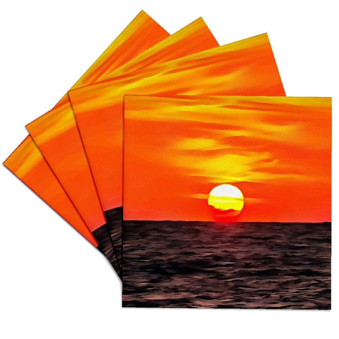 3dRose - Vente Sous-verre - 3dRose, Coucher de soleil artistique orange égéen Akyaka, Dessous de verre0