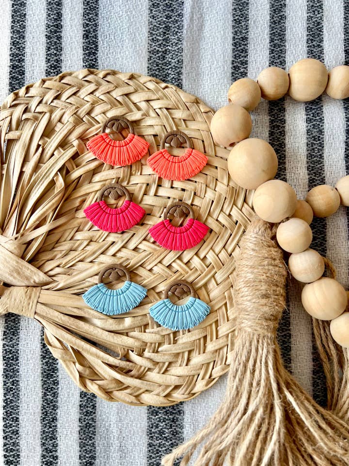 Bright Macrame Clay Earrings, Macrame Clay Earrings for wholesale by SeizeTheClayJewelry