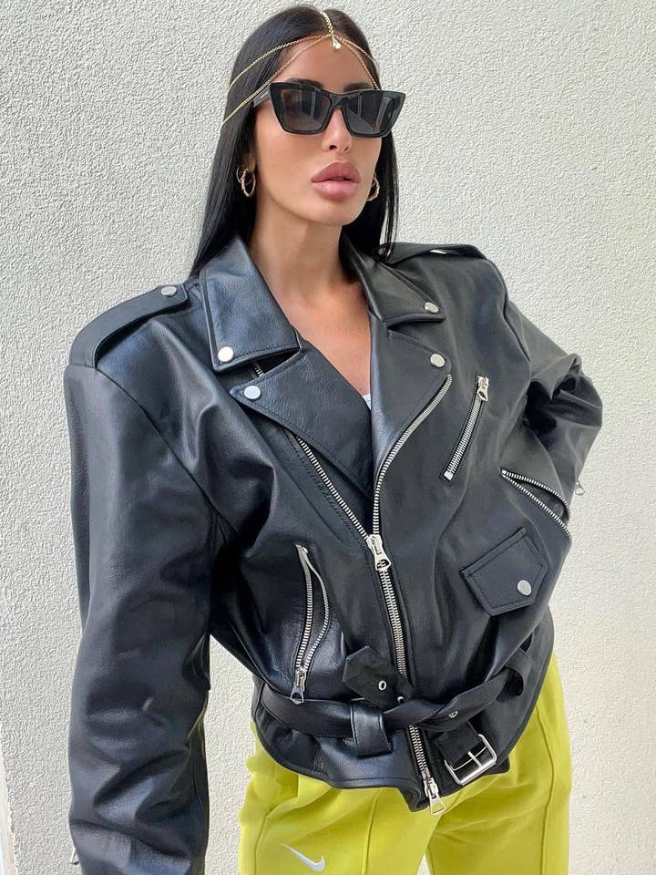 ÖVERDIMENSIONERAD LÄDERNAGEL ~ SVART för wholesale av LAB22