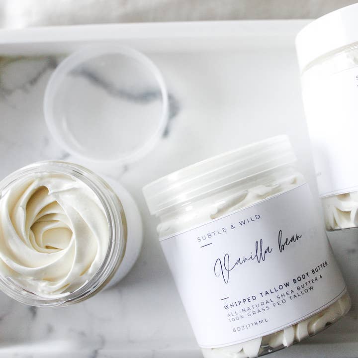 Subtle & Wild – wholesale Body balm/butter – 4ozVanilla Tallow|Tallow Skincare|Beef Tallow|Organic Tallow (Copy)0