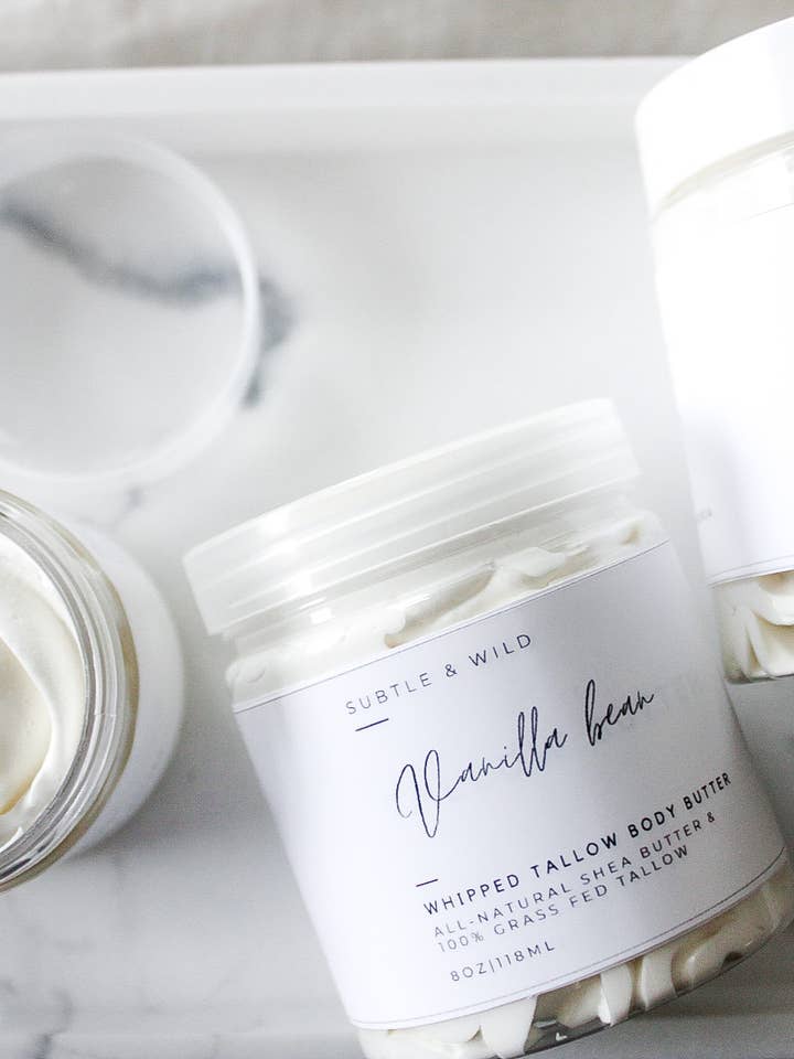 4ozVanilla Suif|Soins de la peau au suif|Suif de bœuf|Suif biologique (Copie) pour la vente par Subtle & Wild