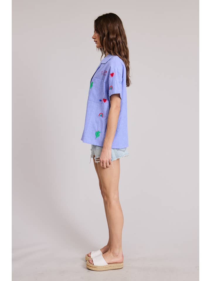 FLAT WHITE - Wholesale Button Down Shirt - Women's - Taylor Woven Shortsleeve Shirts4