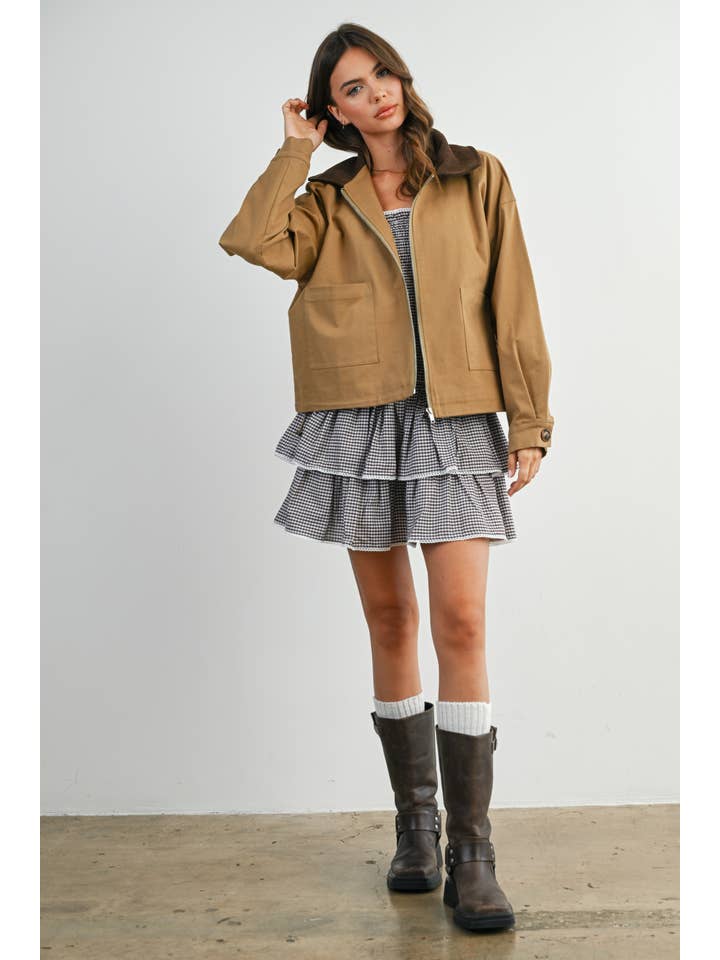 BUTTERMELON - Wholesale Jacket – Women's - Collared Zip-Up Drawstring Jacket - BMJ782527